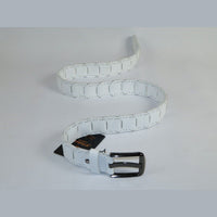 Men Genuine Leather Belt PIERO ROSSI Turkey Crocodile print Hand Stitch 69 White - J.Valintin Men's Wear Legend - 97473