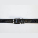 Men Genuine Leather Belt PIERO ROSSI Turkey Crocodile print Stitched 3071 Black - J.Valintin Men's Wear Legend - 97425