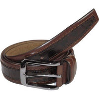 Men Genuine Leather Belt PIERO ROSSI Turkey Crocodile print Stitched 3071 Brown - J.Valintin Men's Wear Legend - 97407