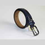 Men Genuine Leather Belt PIERO ROSSI Turkey Soft Full Grain Stitched #137 Navy - J.Valintin Men's Wear Legend - 97443