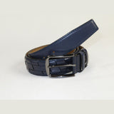 Men Genuine Leather Belt PIERO ROSSI Turkey Soft Full Grain Stitched #137 Navy - J.Valintin Men's Wear Legend - 97443