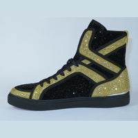 Men High Top Shoes By FIESSO AURELIO GARCIA ,Fancy Rhine stones 2402 Black Gold - J.Valintin Men's Wear Legend - 95011