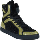 Men High Top Shoes By FIESSO AURELIO GARCIA ,Fancy Rhine stones 2402 Black Gold - J.Valintin Men's Wear Legend - 95011