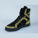 Men High Top Shoes By FIESSO AURELIO GARCIA ,Fancy Rhine stones 2402 Black Gold - J.Valintin Men's Wear Legend - 95011