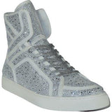 Men High Top Shoes By FIESSO AURELIO GARCIA ,Fancy Rhine stones 2402 White - J.Valintin Men's Wear Legend - 94993