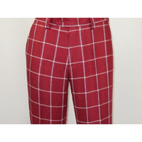 Men INSERCH premium Soft Cool Linen 2pc Walking Leisure suit 7098 Red Plaid - J.Valintin Men's Wear Legend - 100703