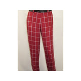 Men INSERCH premium Soft Cool Linen 2pc Walking Leisure suit 7098 Red Plaid - J.Valintin Men's Wear Legend - 100703