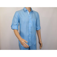 Men INSERCH premium Soft Linen Breathable 2pc Walking Leisure suit LS29116 Blue - J.Valintin Men's Wear Legend - 100675