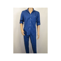 Men INSERCH premium Soft Linen Breathable 2pc Walking Leisure suit LS29116 Royal - J.Valintin Men's Wear Legend - 100682