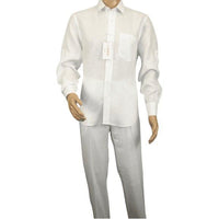 Men INSERCH premium Soft Linen Breathable 2pc Walking Leisure suit LS29116 white - J.Valintin Men's Wear Legend - 100668