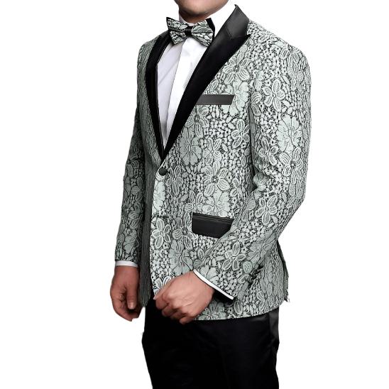 Men Insomnia Manzini Blazer Stage Performer Singer Prom MZN138 Aqua Green Lace - J.Valintin Men's Wear Legend - 5948