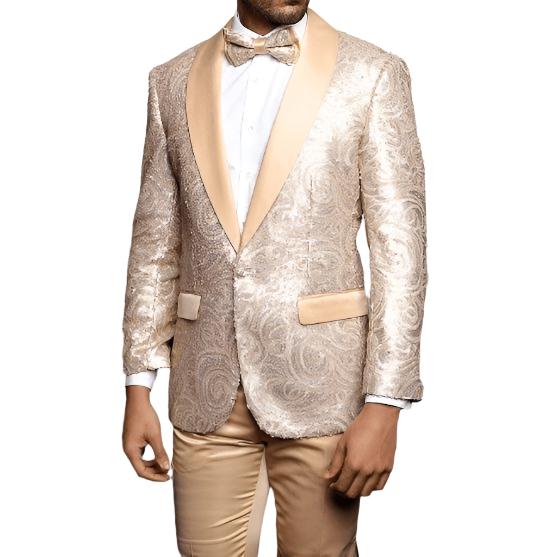 Men Insomnia Manzini Jacket Stage Performer Singer Prom MZE168 Champaign Sequin - J.Valintin Men's Wear Legend - 5836