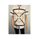 Men LAVERITA European Fashion Crew Shirt Rhine Stones Chain Floral 12085 White - J.Valintin Men's Wear Legend - 99884