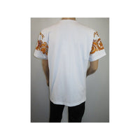 Men LAVERITA European Fashion Crew Shirt Rhine Stones Crown Florals 12089 White - J.Valintin Men's Wear Legend - 99872