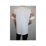 Men LAVERITA European Fashion Crew Shirt Rhine Stones Crown Florals 12089 White - J.Valintin Men's Wear Legend - 99872