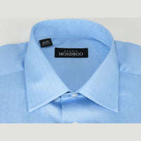 Men Mondego 100% Soft Cotton Dress Business Classic shirt B500 Blue Herringbone - J.Valintin Men's Wear Legend - 4154