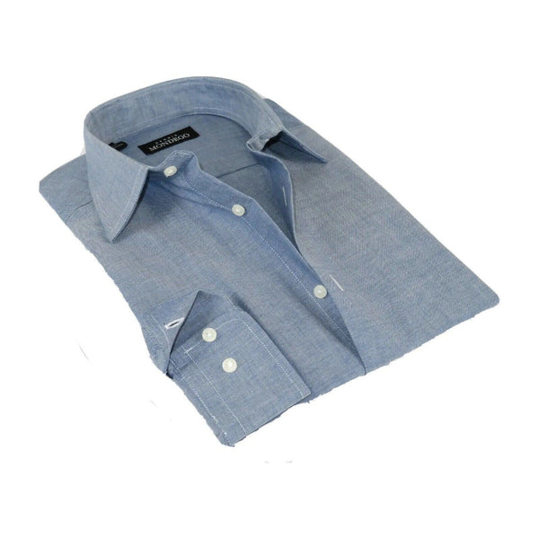 Men Mondego 100% Soft Cotton Dress Classic shirt Long Sleeves sn2200 Denim blue - J.Valintin Men's Wear Legend - 4352