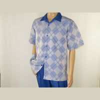 Men MONTIQUE 2pc Walking Leisure Suit Matching Set Short Sleeves 2216 Royal blue - J.Valintin Men's Wear Legend - 95746