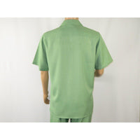 Men MONTIQUE 2pc Walking Leisure Suit Matching Set Short Sleeves 696 Apple Green - J.Valintin Men's Wear Legend - 95753