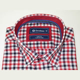 Men Oscar Banks Turkey Shirt All Egyptian Cotton Wrinkle less 5849 - 04 Red Check - J.Valintin Men's Wear Legend - 72291