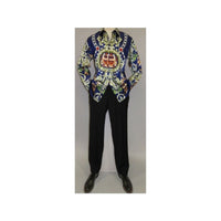 Men Oscar Banks Turkey Shirt Satin Entertainer Performer 6335 - 04 navy Floral - J.Valintin Men's Wear Legend - 72358