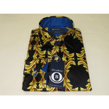 Men Oscar Banks Turkey Shirt Satin Singer Performer 6268 - 07 Black Gold Floral - J.Valintin Men's Wear Legend - 72448