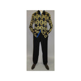 Men Oscar Banks Turkey Shirt Satin Singer Performer 6268 - 07 Black Gold Floral - J.Valintin Men's Wear Legend - 72448