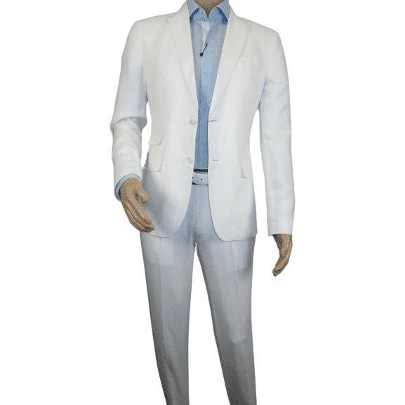 Men Premium 100% Linen Cocktail Suit by INSERCH Breathable and cool SU880 White - J.Valintin Men's Wear Legend - 100640