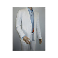 Men Premium 100% Linen Cocktail Suit by INSERCH Breathable and cool SU880 White - J.Valintin Men's Wear Legend - 100640