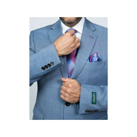 Men RALPH LAUREN Suit Wool Blend Two Button Shark Texture Formal 0278 Sky Blue - J.Valintin Men's Wear Legend - 18213