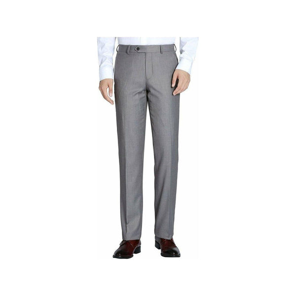 Men Renoir Flat Front Pants 100% Soft Wool Super 140s Classic Fit 508 - 5 Lt Gray - J.Valintin Men's Wear Legend - 3229