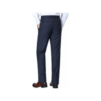 Men Renoir Flat Front Pants 100% Wool Super 140's Classic Fit 508 - 19 Navy Blue - J.Valintin Men's Wear Legend - 73911