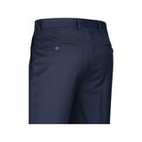 Men Renoir Flat Front Pants 100% Wool Super 140's Classic Fit 508 - 19 Navy Blue - J.Valintin Men's Wear Legend - 73911