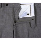 Men Renoir Flat Front Pants 100% Wool Super 140's Classic Fit 508 - 3 Mid gray - J.Valintin Men's Wear Legend - 74341