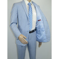 Men RENOIR suit Solid 2 Button Business Formal All Purpose Slim Fit 203 - 9 Blue - J.Valintin Men's Wear Legend - 97617