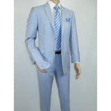 Men RENOIR suit Solid 2 Button Business Formal All Purpose Slim Fit 203 - 9 Blue - J.Valintin Men's Wear Legend - 97617