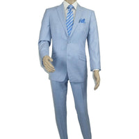 Men RENOIR suit Solid 2 Button Business Formal All Purpose Slim Fit 203 - 9 Blue - J.Valintin Men's Wear Legend - 97607