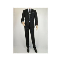 Men RENOIR Suit Solid Two Button Business Formal Classic Regular Fit 201 - 1 Black - J.Valintin Men's Wear Legend - 22369