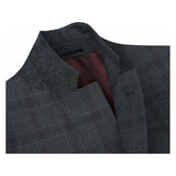 Men Renoir Suit Super 140 Wool Side Vent Classic Fit English Plaid 559 - 2 Gray - J.Valintin Men's Wear Legend - 19036