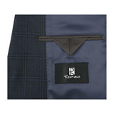 Men Renoir Suit Super 140 Wool Side Vent Slim Fit English Plaid 559 - 3 Navy Blue - J.Valintin Men's Wear Legend - 19049