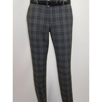 Men RENOIR Suit Two Button Business Formal Slim Fit 294 - 15 Gray English Plaid - J.Valintin Men's Wear Legend - 97670