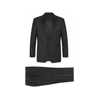 Men Renoir Tuxedo Two Button Notch Formal Satin Lapel Classic Fit 201 - 1 Black - J.Valintin Men's Wear Legend - 21662