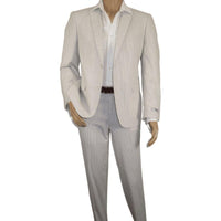 Men Seersucker Suit By Adolfo Stripe Casual Dressy Summer Suit 2 Button C624 Tan - J.Valintin Men's Wear Legend - 108766