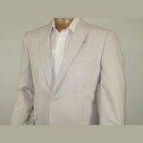 Men Seersucker Suit By Adolfo Stripe Casual Dressy Summer Suit 2 Button C624 Tan - J.Valintin Men's Wear Legend - 108766