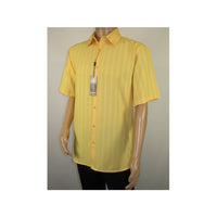 Men Short Sleeve Sport Shirt BASSIRI Light Weight Soft Microfiber 48201 Yellow - J.Valintin Men's Wear Legend - 99221