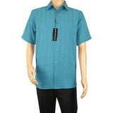 Men Short Sleeve Sport Shirt by BASSIRI Light Weight Soft Microfiber 60081 Teal - J.Valintin Men's Wear Legend - 99173