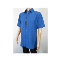 Men Short Sleeves Sport Shirt by BASSIRI Light Weight Soft Microfiber 60071 Blue - J.Valintin Men's Wear Legend - 99227