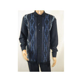 Men Silversilk 2pc Fancy walking leisure suit Italian woven knits 4407 Navy Blue - J.Valintin Men's Wear Legend - 98040