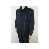 Men Silversilk 2pc Fancy walking leisure suit Italian woven knits 4411 Navy Blue - J.Valintin Men's Wear Legend - 98022