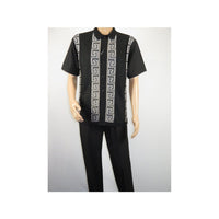 Men Silversilk 2pc walking leisure Matching Suit Italian woven knits 51011 Black - J.Valintin Men's Wear Legend - 100075